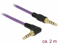 Delock Stereo Jack Cable 3.5 mm 4 pin male > male angled 2 m purple