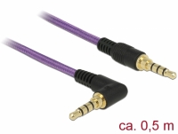 Delock Stereo Jack Cable 3.5 mm 4 pin male > male angled 0.5 m purple
