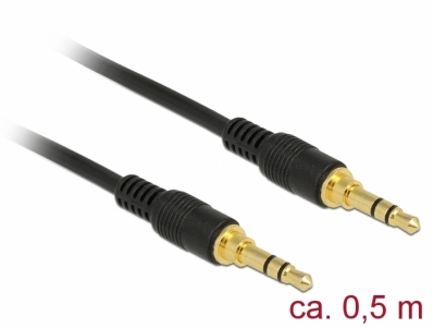 Delock Stereo Jack Cable 3.5 mm 3 pin male > male 0.5 m black