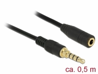 Delock Stereo Jack Extension Cable 3.5 mm 3 pin male to female 0.5 m black