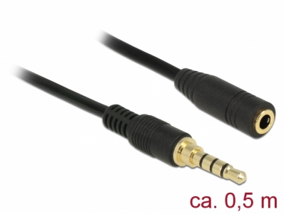 Delock Stereo Jack Extension Cable 3.5 mm 3 pin male to female 0.5 m black