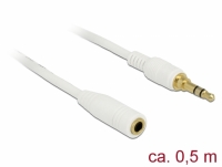 Delock Stereo Jack Extension Cable 3.5 mm 3 pin male to female 0.5 m white