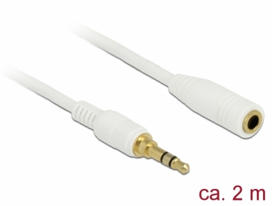 Delock Stereo Jack Extension Cable 3.5 mm 3 pin male to female 2 m white