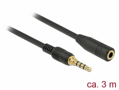 Delock Stereo Jack Extension Cable 3.5 mm 4 pin male to female 3 m black