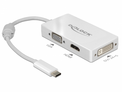 Delock Adapter USB Type-C™ male > VGA / HDMI / DVI female white