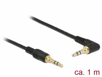 Delock Stereo Jack Cable 3.5 mm 3 pin male > male angled 1 m black