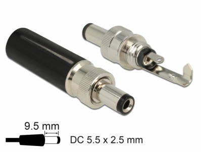 Delock Connector DC 5.5 x 2.5 mm with 9.5 mm length male