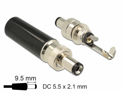 Delock Connector DC 5.5 x 2.1 mm with 9.5 mm length male