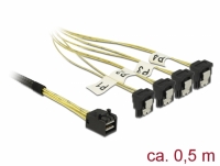 Delock Cable Mini SAS HD SFF-8643 > 4 x SATA 7 Pin angled 0.5 m