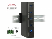 Delock External Industry Hub 4 x USB 3.0 Type-A with 15 kV ESD protection