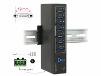 Delock External Industry Hub 7 x USB 3.0 Type-A with 15 kV ESD protection