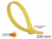 Delock Cable ties reusable heat-resistant L 200 x W 7.5 mm 100 pieces yellow