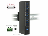 Delock External Industry Hub 10 x USB 3.0 Type-A with 20 kV ESD protection