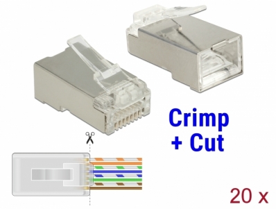 Delock RJ45 Crimp+Cut Plug Cat.6 STP 20 pieces