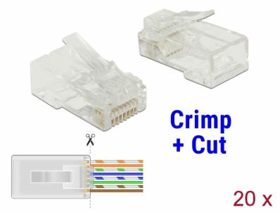 Delock RJ45 Crimp+Cut Plug Cat.6 UTP 20 pieces