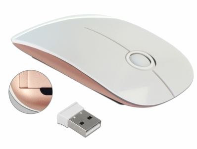 Delock Optical 3-button mouse 2.4 GHz wireless white / pink