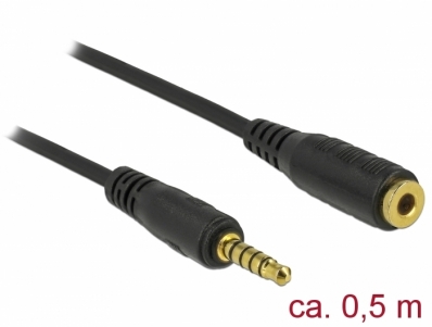 Delock Extension Cable Stereo Jack 3.5 mm 5 pin male to female 0.5 m black