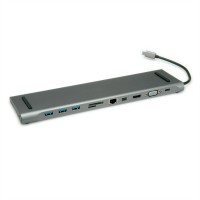 Roline USB 3.1 Typ C Multiport Docking Station, 4K HDMI,Mini DP, VGA, 3 USB 3.0, 1 SD