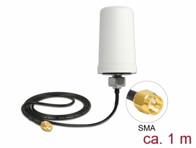 Delock LTE Antenna SMA plug 1.7 - 2.0 dBi ULA100 1 m omnidirectional fixed outdoor white