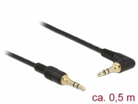 Delock Stereo Jack Cable 3.5 mm 3 pin male > male angled 0.5 m black