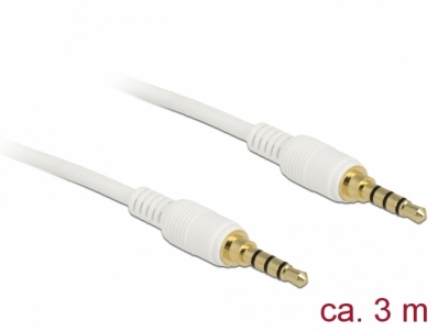 Delock Stereo Jack Cable 3.5 mm 4 pin male > male 3 m white
