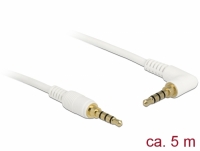 Delock Stereo Jack Cable 3.5 mm 4 pin male > male angled 5 m white