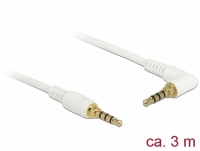 Delock Stereo Jack Cable 3.5 mm 4 pin male > male angled 3 m white