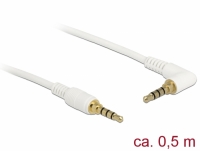 Delock Stereo Jack Cable 3.5 mm 4 pin male > male angled 0.5 m white