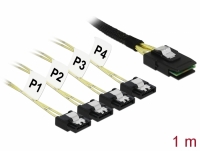 Delock Cable Mini SAS SFF-8087 > 4 x SATA 7 pin 1 m metal