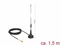 Delock WLAN 802.11 b/g/n Antenna SMB plug 2 dBi fixed omnidirectional with magnetic base and connection cable RG-174 1.5 m outdo