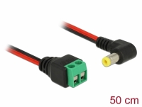 Delock Cable DC 5.5 x 2.1 mm male to Terminal Block 2 pin 50 cm angled
