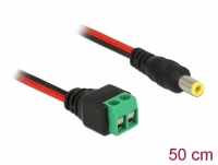 Delock Cable DC 5.5 x 2.5 mm male to Terminal Block 2 pin 50 cm