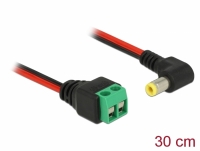 Delock Cable DC 5.5 x 2.5 mm male to Terminal Block 2 pin 30 cm angled