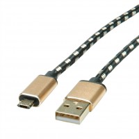 ROLINE GOLD USB 2.0 Cable, A - Micro B (reversible), M/M, 0.8 m