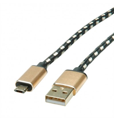 ROLINE GOLD USB 2.0 Cable, A - Micro B (reversible), M/M, 0.8 m