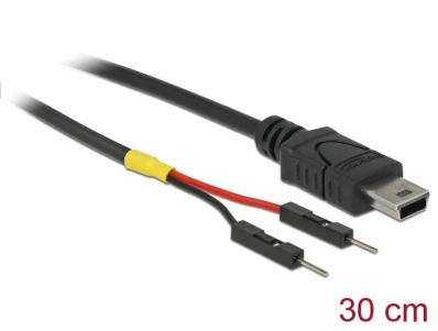 Delock USB Power Cable Mini-B to 2 x pin header male separate power 30 cm