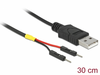 Delock USB Power Cable Type-A to 2 x pin header male separate power 30 cm
