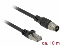 Delock Cable RJ45 plug to M12 plug 8 pin A-coded Cat.5e SFTP 10 m