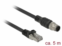 Delock Cable RJ45 plug to M12 plug 8 pin A-coded Cat.5e SFTP 5 m