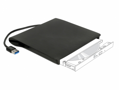 Delock External Enclosure for 5.25″ Ultra Slim SATA Drives 9.5 mm to USB Type-A male