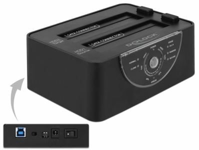 Delock USB 3.0 Dual Docking Station for 2 x SATA HDD / SSD with Clone and Erase Function in Metal Housing