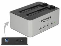 Delock USB 3.0 Dual Docking Station for 2 x SATA HDD / SSD with Clone Function in Metal Housing