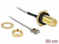 Delock Antenna Cable RP-SMA jack bulkhead to MHF® I LK plug 1.13 50 cm thread length 10 mm splash proof