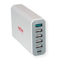 ROLINE USB Charger, 6 Ports (4x USB A, 1x USB C, 1x USB A QC3.0), max. 60W