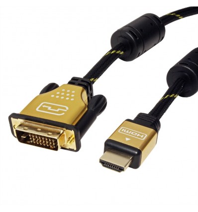 ROLINE GOLD Monitor Cable, DVI (24+1) - HDMI, Dual Link, M/M, 3.0 m