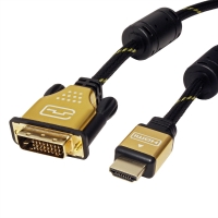 ROLINE GOLD Monitor Cable, DVI (24+1) - HDMI, Dual Link, M/M, 10.0 m