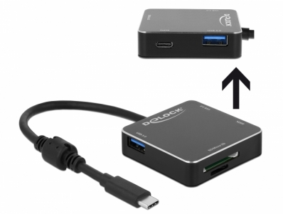 Delock 3 Port USB 3.1 Gen 1 Hub with USB Type-C™ Connection and SD + Micro SD Slot