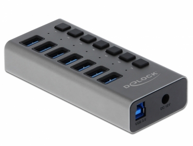 Delock External USB 3.0 Hub with 7 Ports + Switch