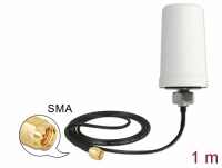 Delock WLAN 802.11 ac/a/h/b/g/n Antenna SMA plug 1.4 - 3.0 dBi omnidirectional with connection cable ULA100 1 m white outdoor
