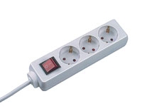 VALUE Power Strip, 3-way, with Switch, white, white, 6 m